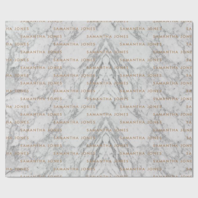 Papel De Presente Carrara Branca Marble Clássico Dourado Personaliza (Aberto)
