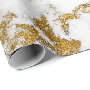 Papel De Presente Carrara Cinza Marble Dourada Pedra