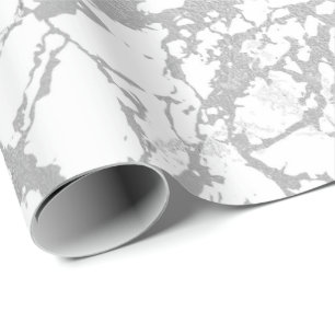 Papel De Presente Carrara de prata de mármore cinzento branco