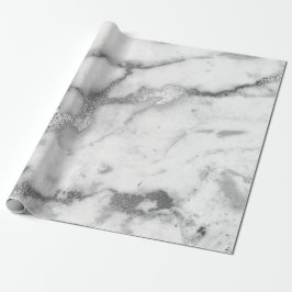 Papel De Presente Carrara Marble Cinzas Brancas de Prata Ataca Mínim