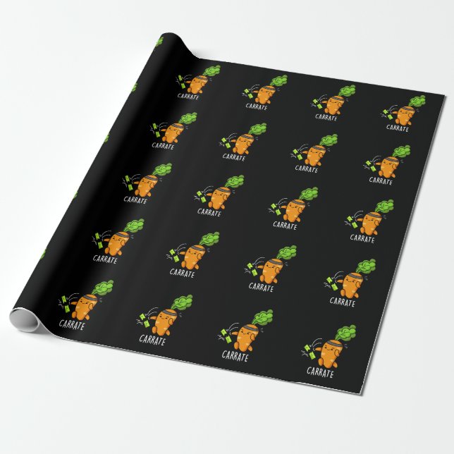 Papel De Presente Carrate Funny Carrot Karate Pun Dark BG (Desenrolado)