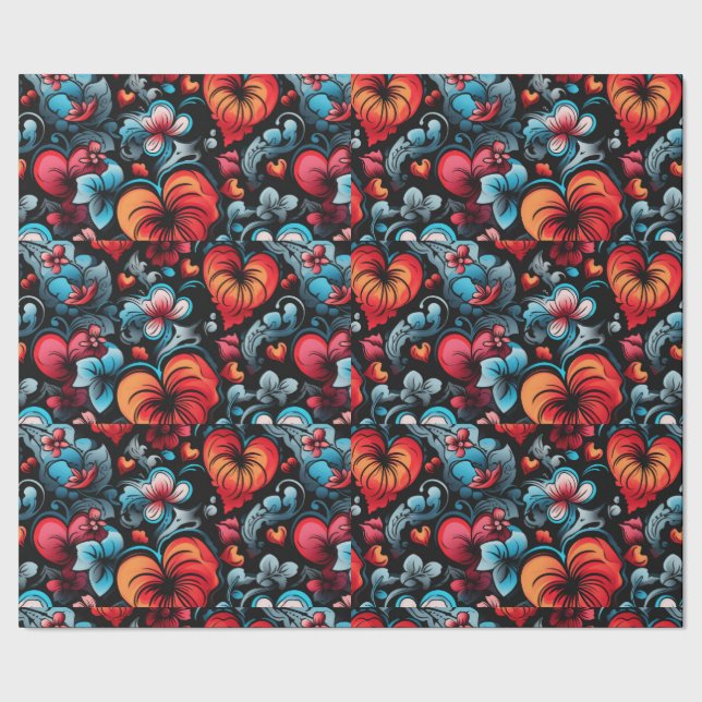 Papel De Presente Carregamentos de Rosas Tatuagem Corta Tema Digital (Barra)