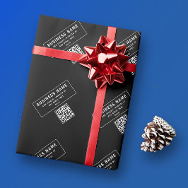 Papel De Presente Carregar código QR ou logotipo | Moderno Preto