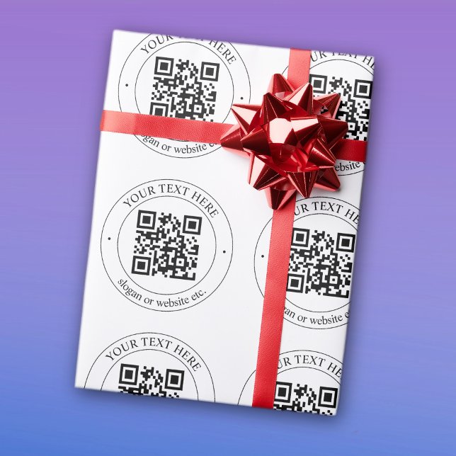 Papel De Presente Carregue seu próprio código QR e texto personalizá (Criador carregado)