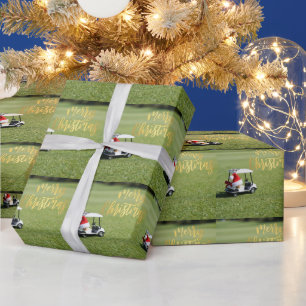 Papel De Presente Carrinho de golfe em putting green para o Natal