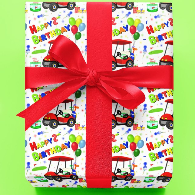 Papel De Presente Carrinho de Golfe Vermelho Fofo para Menino de 2 A (Criador carregado)