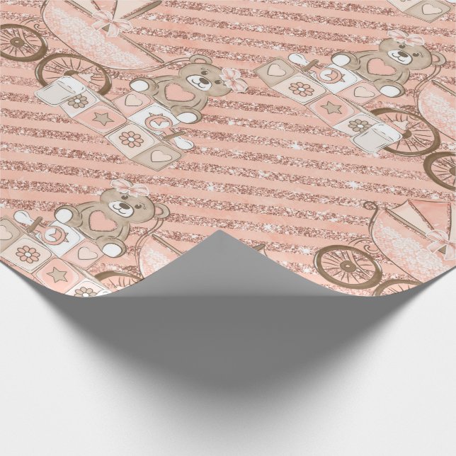 Papel De Presente Carrinhos de Bebê Rosa (Ponta)