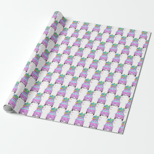 Papel De Presente Carro cor-de-rosa com dobras de Natal