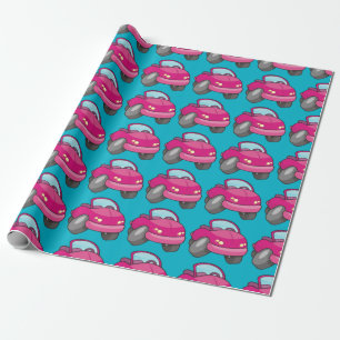 Papel De Presente Carro de Cartografia Rosa