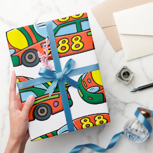 Papel De Presente Carro de Corrida Número 88