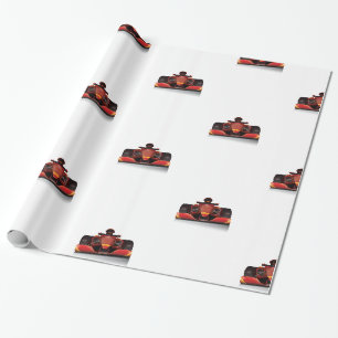 Papel De Presente Carro de Corrida Vermelho