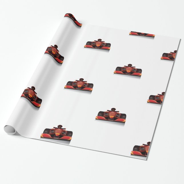 Papel De Presente Carro de Corrida Vermelho (Desenrolado)