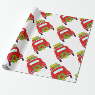 Papel De Presente Carro de Natal desenhado à mão