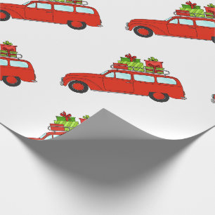 Papel De Presente Carro de Natal desenhado à mão
