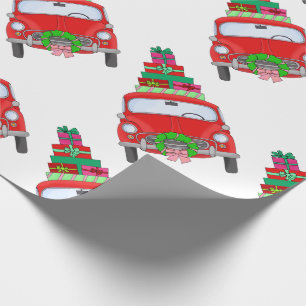Papel De Presente Carro de Natal desenhado à mão