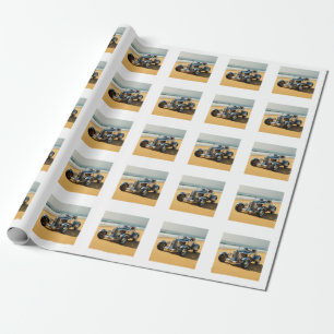 Papel De Presente Carro vintage de prata na praia