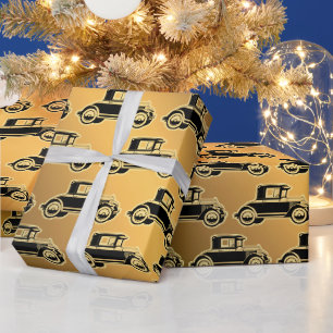 Papel De Presente Carro vintage Dourado de luxo