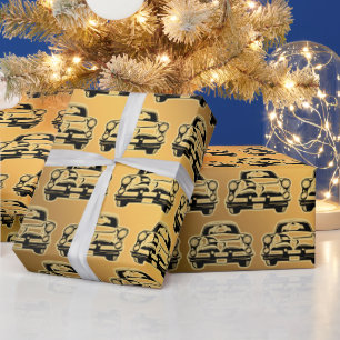 Papel De Presente Carro vintage Dourado de luxo