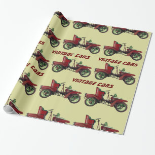 Papel De Presente CARROS ANTIGOS vermelho amarelo preto
