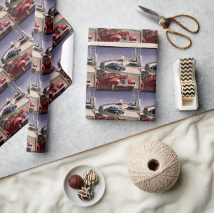 Papel De Presente Carros Antigos, Viagem de Sedãs Clássicos na Rodov