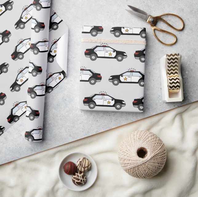 Papel De Presente Carros da Polícia (Artesanato)