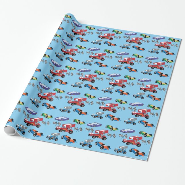 Papel De Presente Carros de Corrida (Desenrolado)