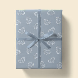 Papel De Presente Carros Veículo Boho Simples Moderno Fofo Azul Meni