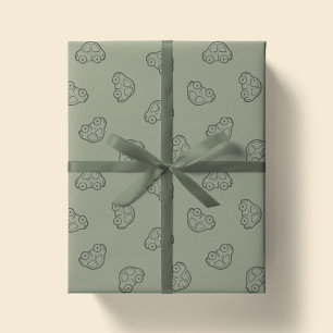 Papel De Presente Carros Veículo Moderno Boho Simples Menino Verde S