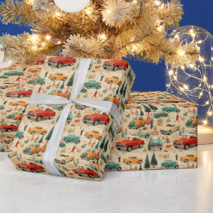 Papel De Presente Carros vintage Caminhões Compradores de Natal