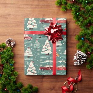 Papel De Presente Carros vintage por árvores de Natal