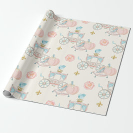 Papel De Presente Carruagem de Conto de Fadas Royal Fleur Bege Doura