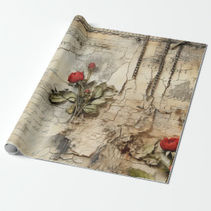 Papel De Presente Carta de Amor Antiga Caligrafia Floral
