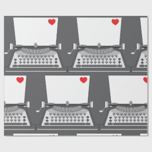 Papel De Presente Carta de Amor de Máquina de Escrever Antiga