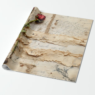Papel De Presente Carta de Amor Floral Vintage Atemporal
