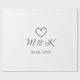 Papel De Presente Carta moderna do nome do casal de casamento do Sil