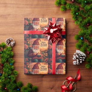 Papel De Presente Cartão de Aniversário Gnomo para a vovó