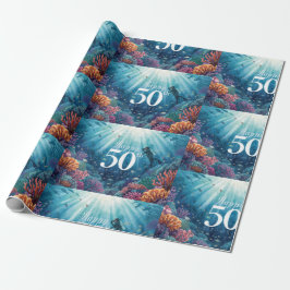Papel De Presente Cartão de aniversário subaquático de 50 anos Scuba