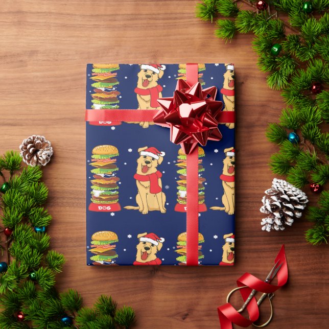 Papel De Presente Cartão de Férias de Natal para Retriever de ouro (Presente de Natal)