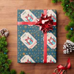 Papel De Presente Cartão de Natal Antigo Com Caixa de Presente Festi