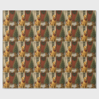 Papel De Presente Cartão de Natal do Golden Retriever