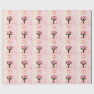Papel De Presente Cartão do Dia das Mães com Cravo Rosa
