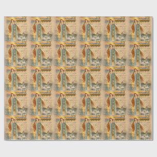 Papel De Presente Cartaz Art Nouveau Elsa Lohengrin com Cisnes