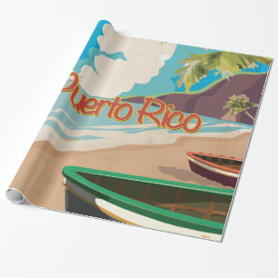 Papel De Presente Cartaz de Viagem Antigo de Porto Rico