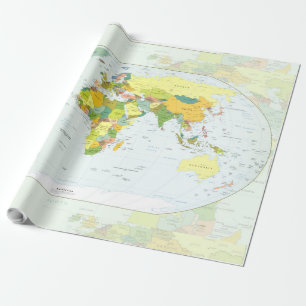 Papel De Presente Cartaz do Atlas Político do Mapa Mundial: Decoraçã