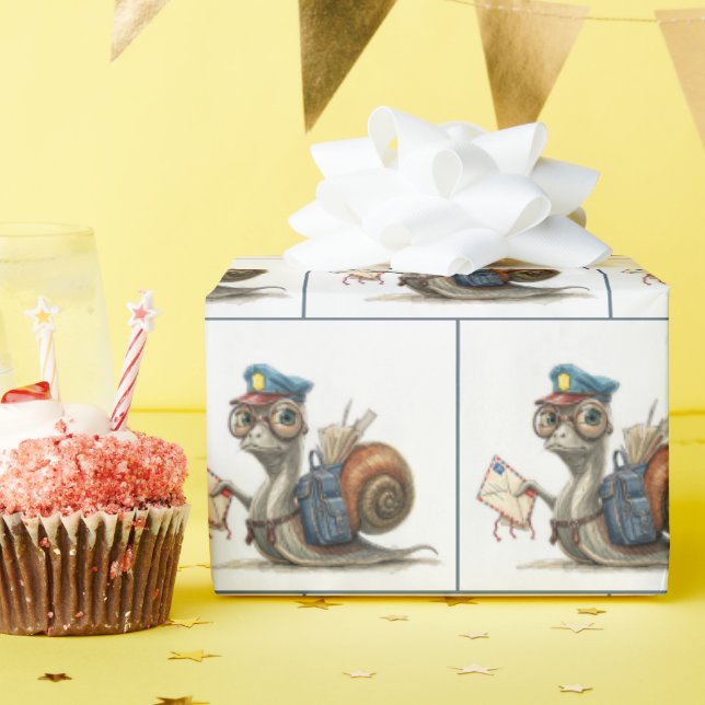 Papel De Presente Carteiro-Caracol Enviando Correio (Festa de aniversário)
