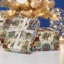 Papel De Presente Cartões de Natal Antigos Colagem Papai Noel