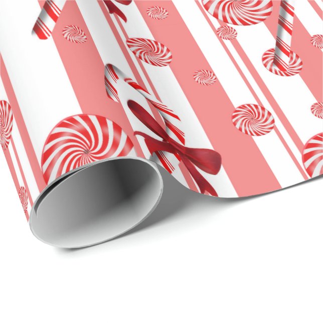 Papel De Presente Cartões de natal dos bastões do Peppermint e de (Ponta do rolo)