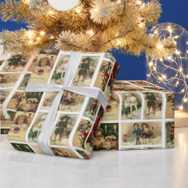 Papel De Presente Cartões de Natal Vintage Santa Claus Colagem