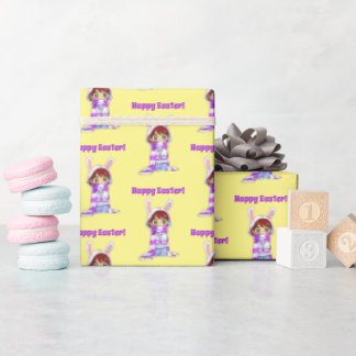 Papel De Presente Cartografia da felz pascoa Cute Manga Bunny Girl