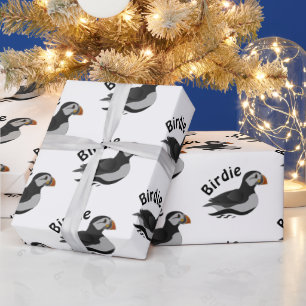 Papel De Presente Cartografia de Nadação de Puffin no Atlântico Ador